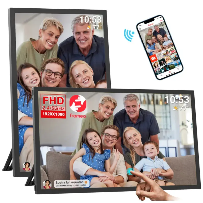 ⁦מסגרת תמונות דיגיטלית חכמה 15.6" Frameo - שולחים תמונות מהנייד הישר למסגרת⁩ – תמונה ⁦2⁩