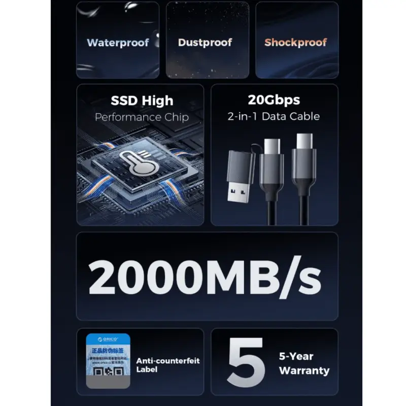⁦כונן קשיח חיצוני 2TB עמיד למים⁩ – תמונה ⁦4⁩