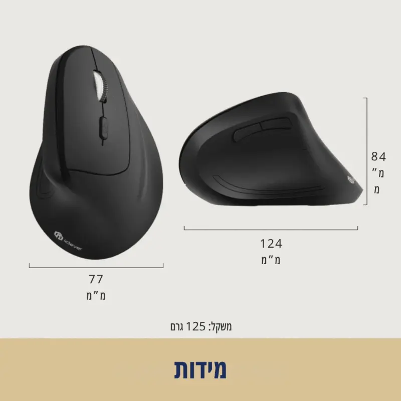 ⁦עכבר אלחוטי ארגונומי - iClever⁩ – תמונה ⁦7⁩