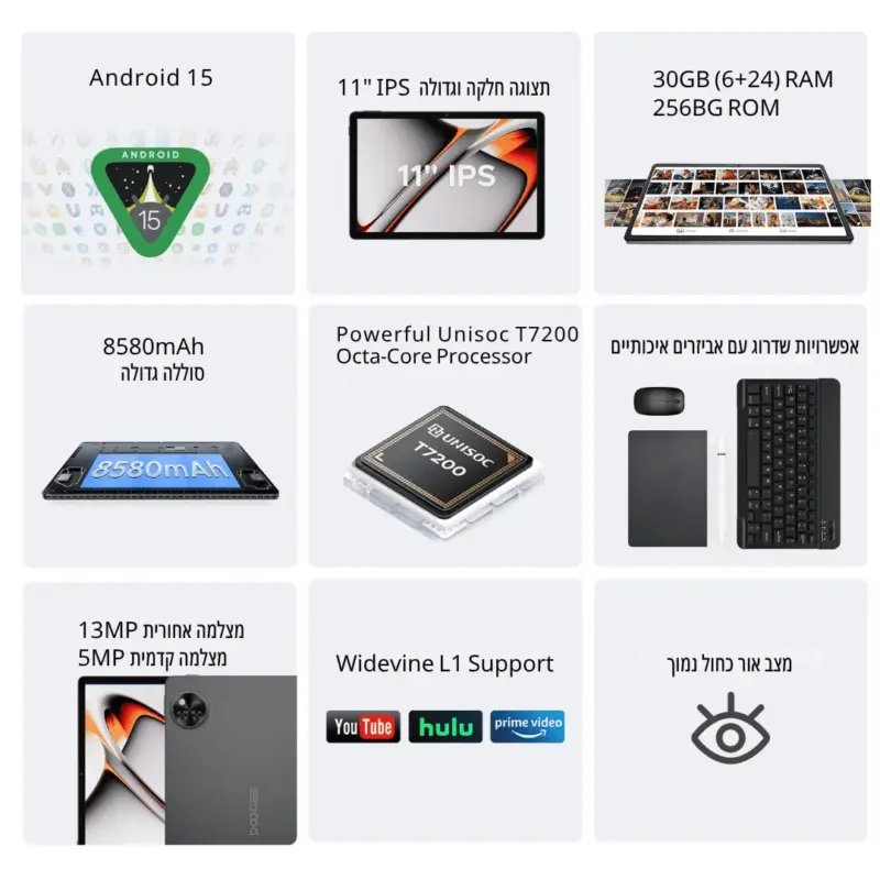 ⁦טאבלט אנדרואיד U11 PRO DOOGEE⁩ – תמונה ⁦2⁩